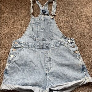 GAP Light Blue Denim Shortalls Womens large